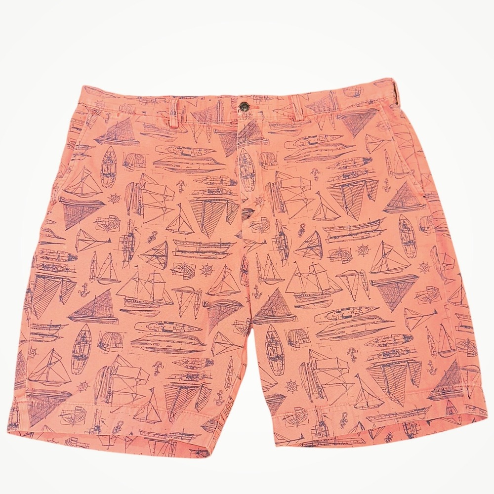 Polo Ralph Lauren Mens 38 Shorts Salmon Pink Nautical Sailboat Canvas Chino Boat